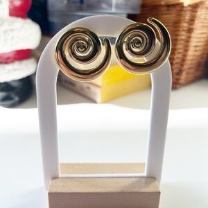 NIP Gold Spiral Fashion Statement Earrings